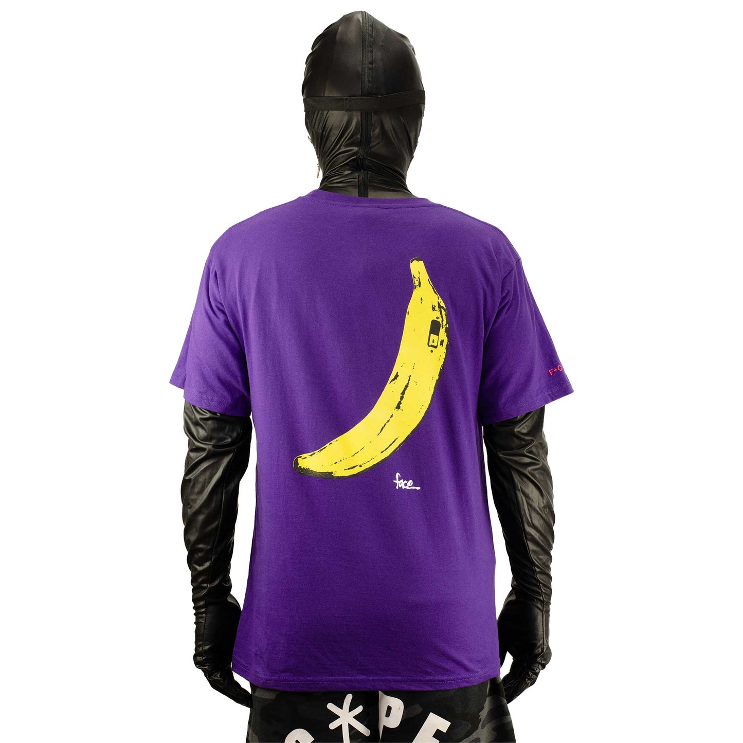 Purple Embroidered Banana Screenprint T-shirt