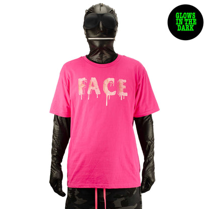 Glow in the dark pink short sleeve t shirt