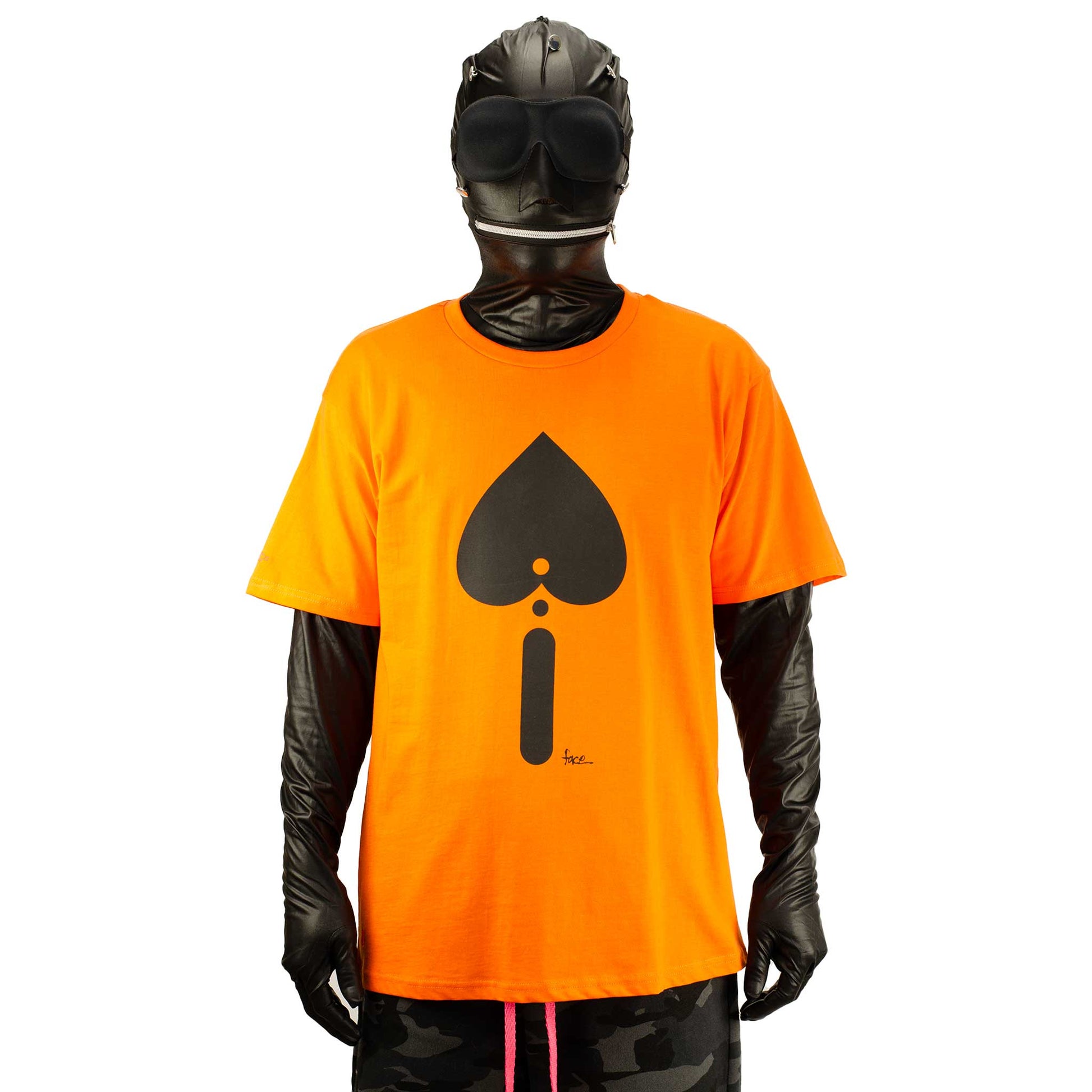 Unisex spade print short sleeve orange t shirt